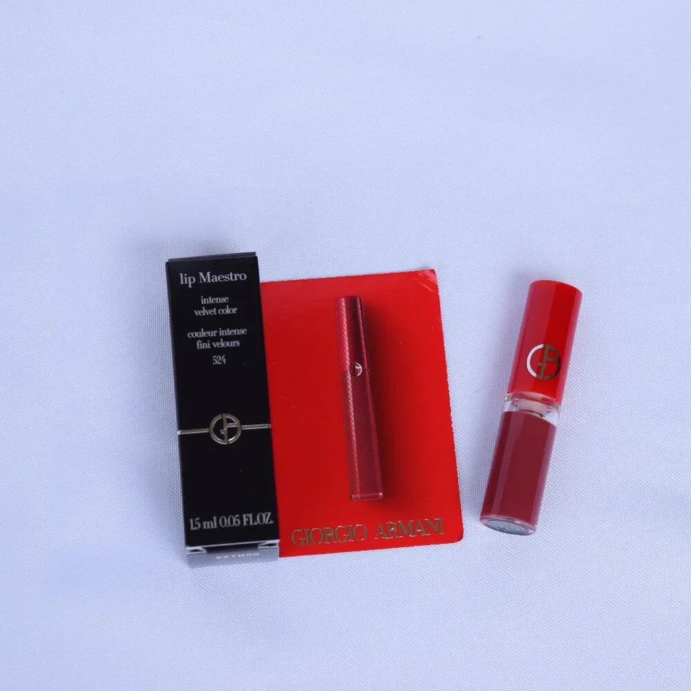 Giorgio Armani Lip Maestro Liquid Lipstick Set-Intense Velvet 524-3pc-BOXED-NEW